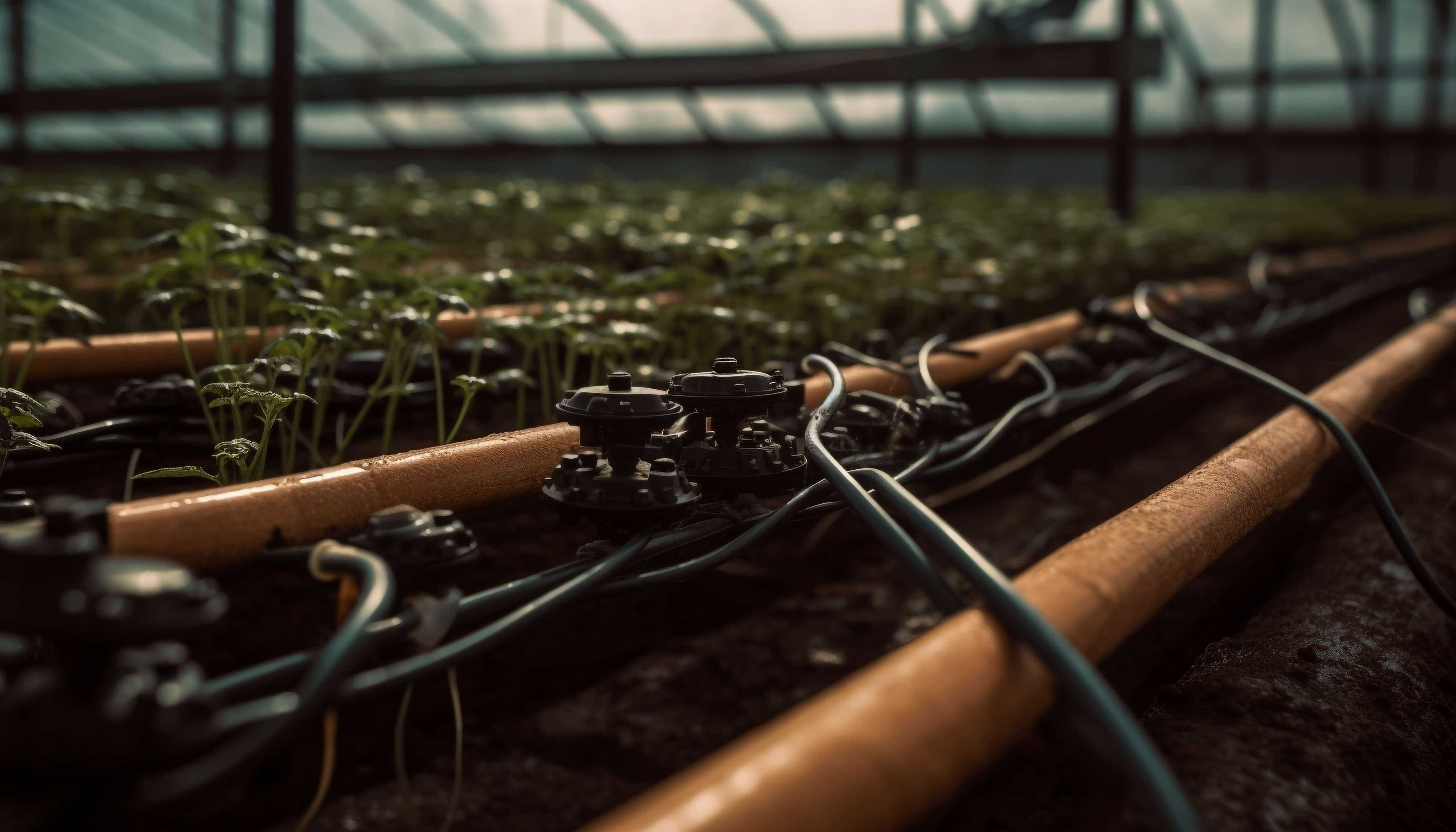 Irrigation system watering crops
